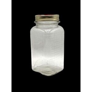 Vintage Square Qt. Jar Waffle/grid Pattern Three Sides Canning/ Coffee Jar